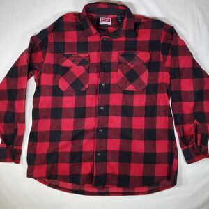 Wrangler Men's XL Flannel Long Sleeve‎ Button Up Shirt Red Buffalo Check